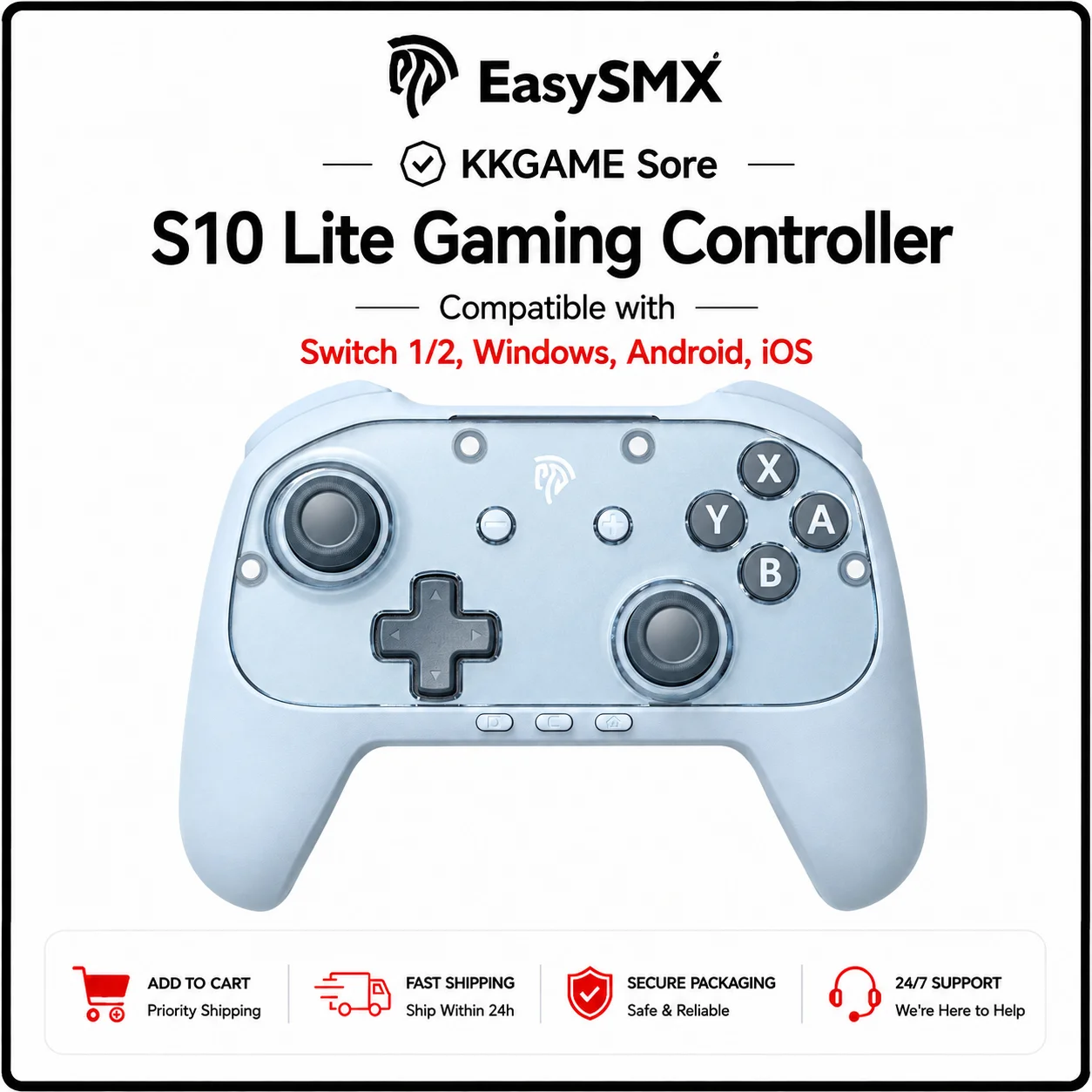 EasySMX S10C ゲームパッド、Switch 1/Switch2 PC Android iOS TV対応 ホール効果ジョイスティックコントローラー、1000mAh プログラム可能なボタン