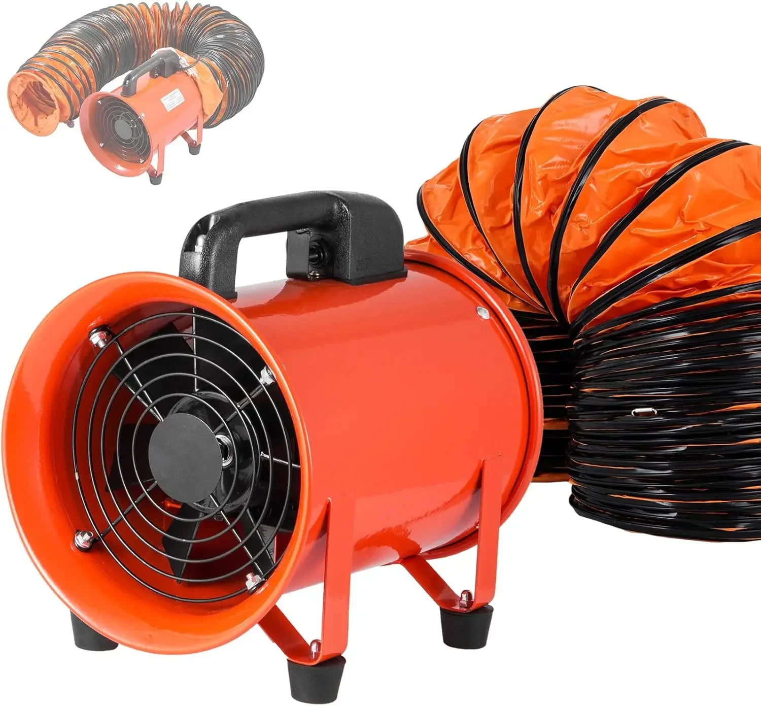 OrangeA Utility Blower Fan, 8 Inches, 230W 882 CFM High Velocity Ventilator w/ 32.8 ft/10 m Duct Hose, Portable Ventilatio