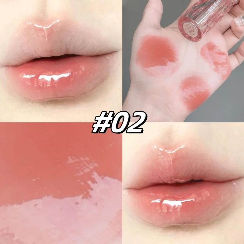 Glass Crystal Translucent Lip Glaze Jelly Lipstick Long Lasting Moisturizing Bright Lipstick Not Fade Non-Stick Cup Lip Gloss