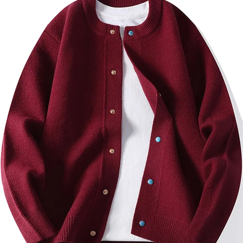 

Мужской вязаный открытый кардиган, свитер Thiened, теплый свободный крой, повседневный, длинный свек, круглый, базовый, весна-осень