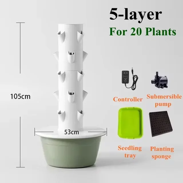 Hydrocultuur kweeksysteem - Verticale aeroponische torentuin voor kamerplanten, automatische bewatering, ruimtebesparend, ideaal voor thuis