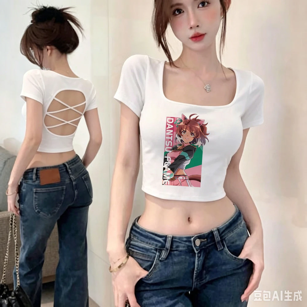Umamusume Pretty Derby crop top female manga streetwear goth cutecore korean fashion tshirt korean fashion japanese harajuku