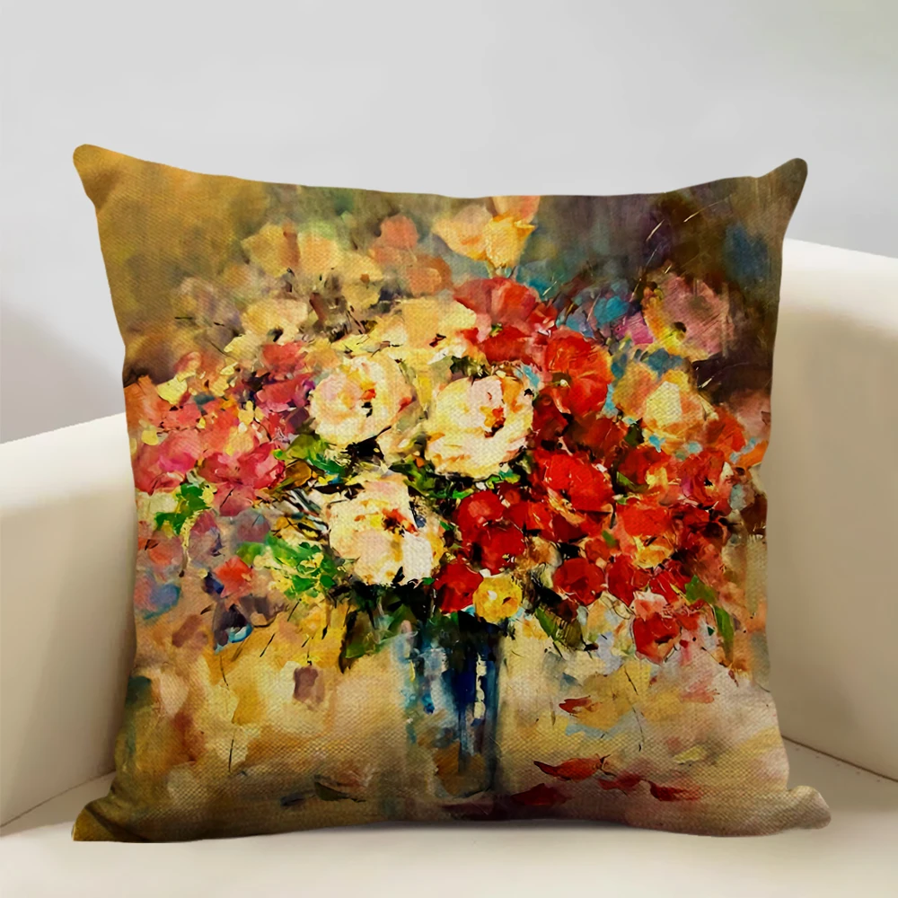 Fashion Women Oil Painting Decorative Art Pillow Case Dancing Girl Sofa Pillowcase Linen Cushion Cover 45x45cm for Home Decor