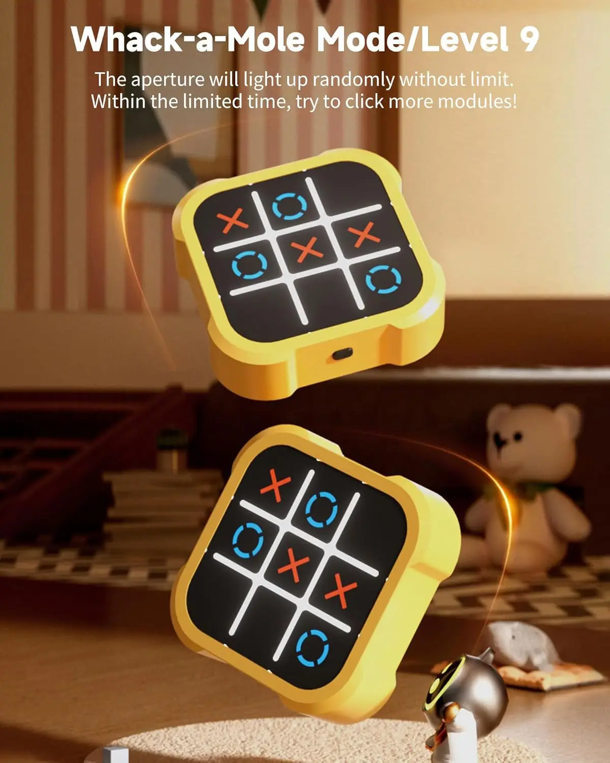 Gioco Tic Tac Toe Bolt, console di gioco puzzle elettronica portatile 4 in 1, gioco da viaggio portatile Infinite TicTacToe per l'educazione