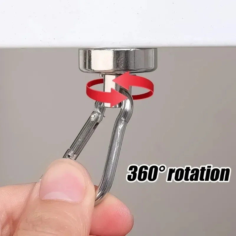 Ganchos magnéticos de neodimio para el hogar, mosquetón giratorio de 360 °, anillo magnético, gancho para llavero, perchas colgantes para cocina y