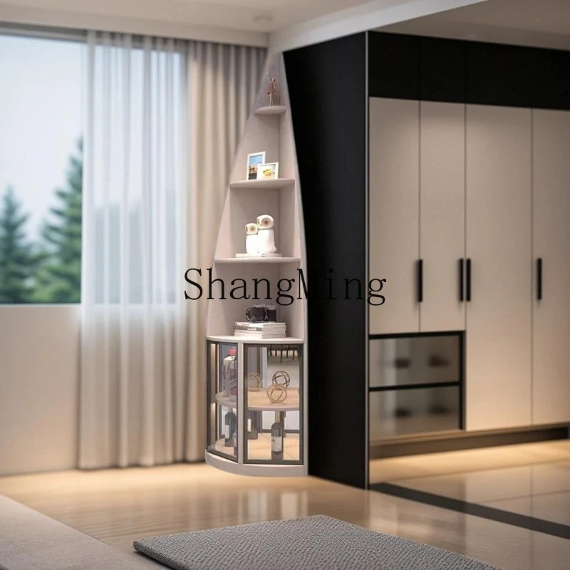 

SM Bedroom Light Luxury Changhong Glass Shelf Living Room Dining Side Cabinet Triangle Bucket Cabinet Corner Cabinet