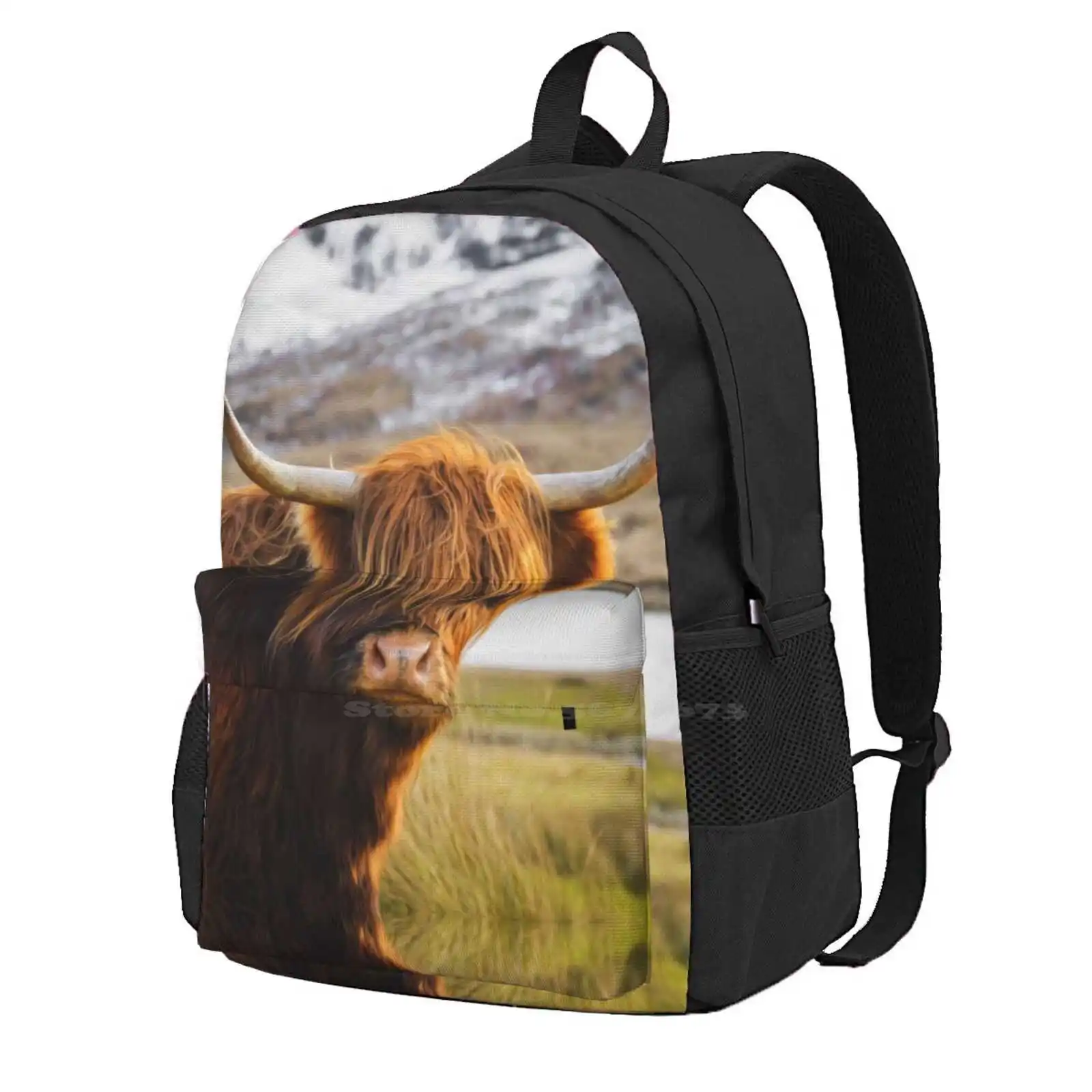 Highland Cow Hot Sale Backpack Fashion Bags Highland Cow Aniaml Scotland Trossachs Hrns Cattle