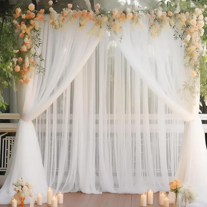 

Dirty Pink Tulle Backdrop Curtains for Parties, Backdrop Curtain Wedding Photo Background Drapes for Baby Shower Birthday Party