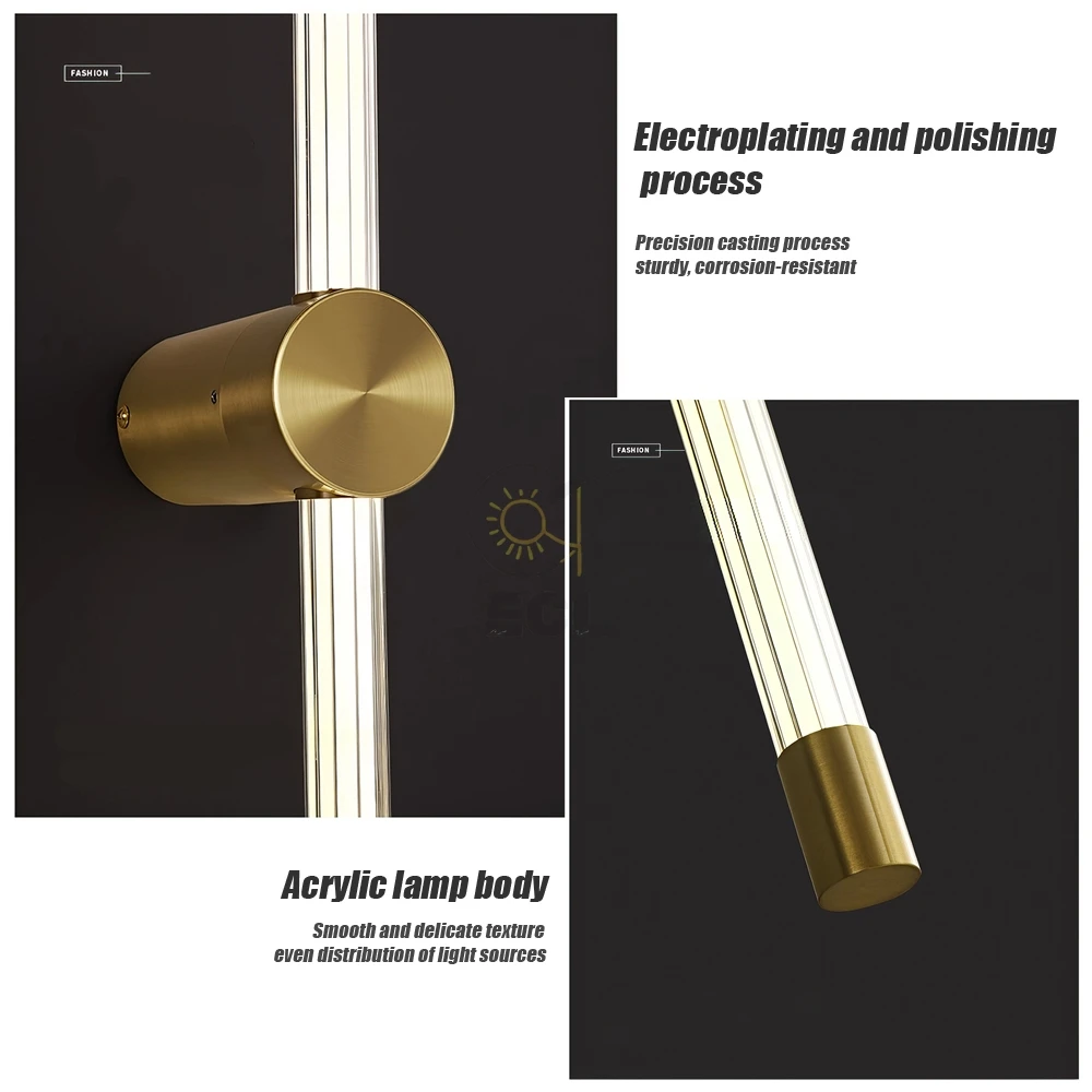 2/1 PCS Indoor LED Wall Lamp Acrylic Modern Background Wall Light Bedside Foyer Bedroom Living Room Gold Lamp Home Decor 85-265V