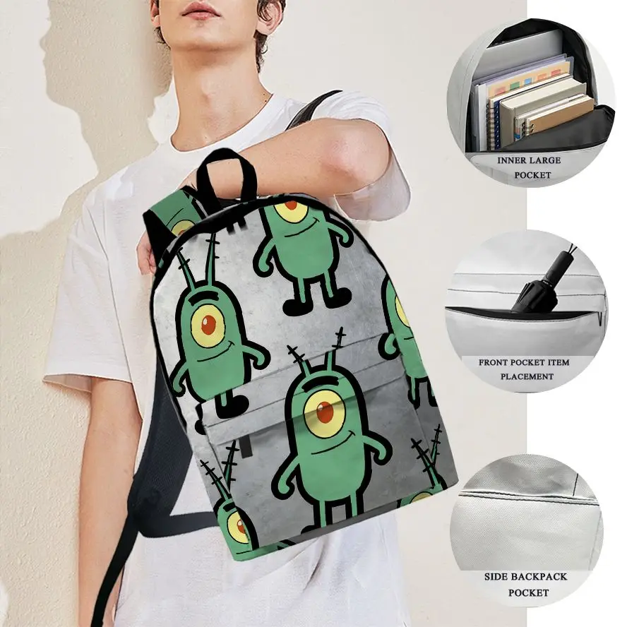 

1pc Minimalist style SpongeBob SquarePants Plankton Backpack, Fashionable and Simple, Unisex, Large Capacity, High-Quality Gift