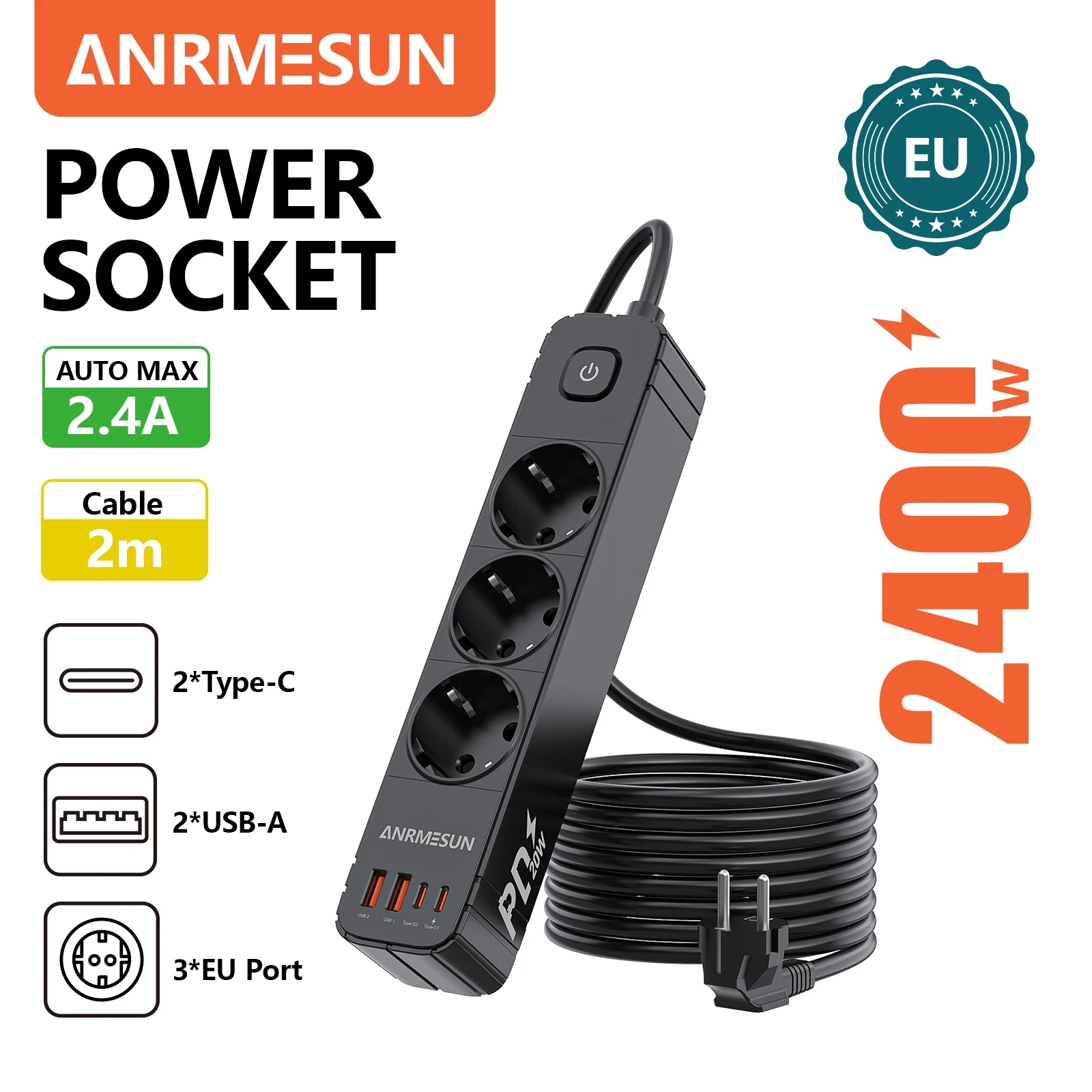 Variant: 3 AC sockets USB