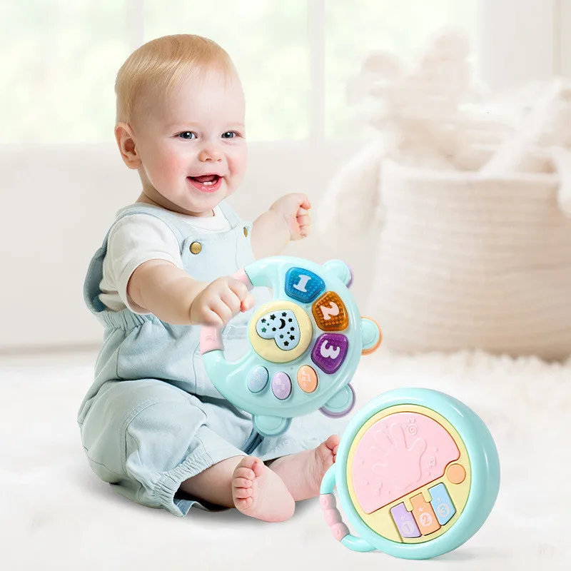 ランダム 1 個赤ちゃん教育音楽おもちゃ学習教育楽器ピアノハンドベルプロジェクターゲームモンテッソーリ子供のおもちゃギフト