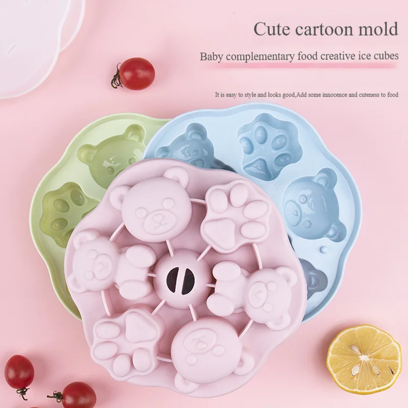 Molde de dibujos animados de silicona de calidad alimentaria, bandeja para helado de pudín de gelatina con tapa, herramientas para hornear dulces de Chocolate y pasteles bonitos