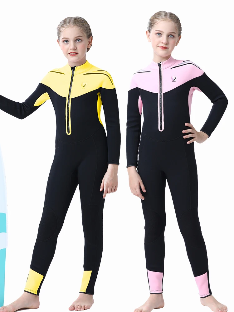 

Kids Wetsuit, 3mm Neoprene Thermal Swimsuit, Full Wetsuit for Girls Boys and Youth, Long Sleeve Wet Suits for Swimming Surfing