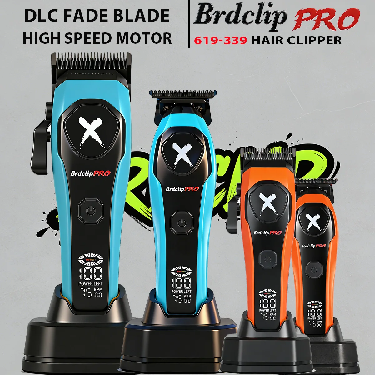 BRDCLIP Professional Barber Hair Clipper DLC Blade Base Charger 2-Speed Hair Trimmer Salon Use for Man BRD619-339