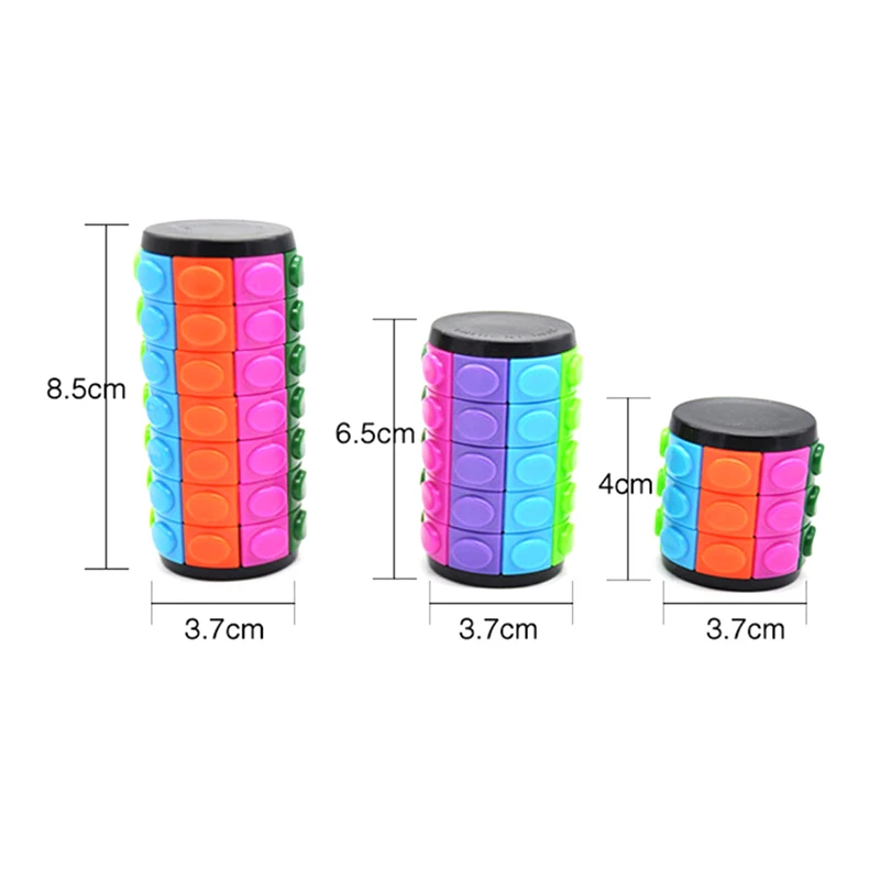 Divertente cubo magico con sensore scorrevole colorato da 1 pezzo, puzzle con cilindro 3D, giocattolo agitatore per stimolazione mentale e gioco di logica