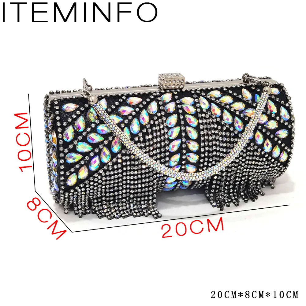 Elegant and Exquisite Evening Bags Women's Crossbody Bags Temperament Cylindrical Rhinestone Tassel Style Wedding Party