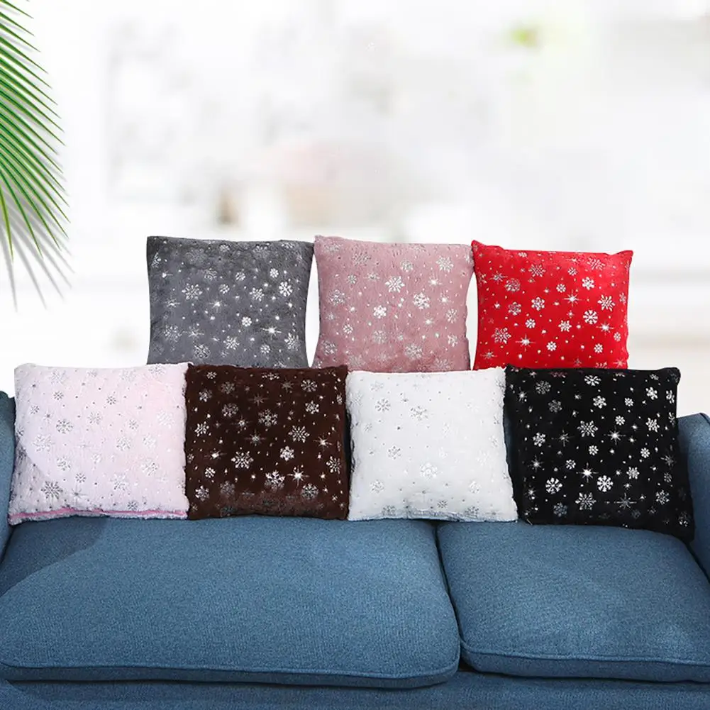 Christmas Throw Pillow Cover Hot Stamping Snowflake Plush Cushion Cover for Sofa Living Room Nordic Pillowcases Home Decor 43x43