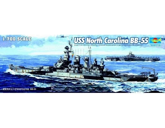 

Комплект пластиковой модели корабля Trumpeter 05734 USS North Carolina BB-55, масштаб 1/700