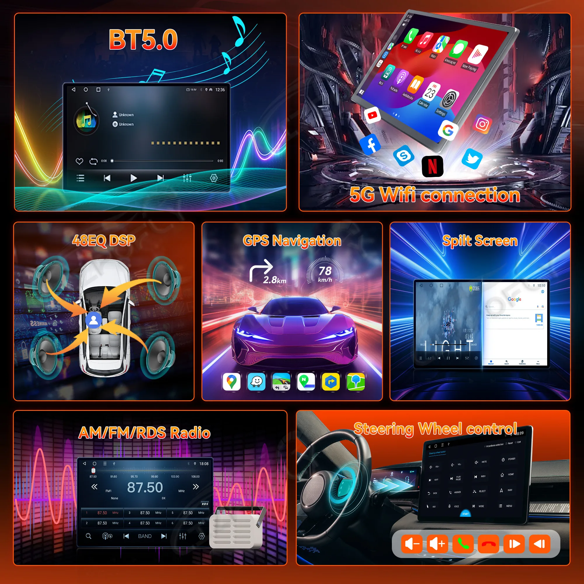 12.1 "السيارات أندرويد 14.0 ستيريو Carplay مشغل وسائط متعددة لأودي A6 2005-2011 راديو السيارة الملاحة 12.1 بوصة وحدة رأس الشاشة #5