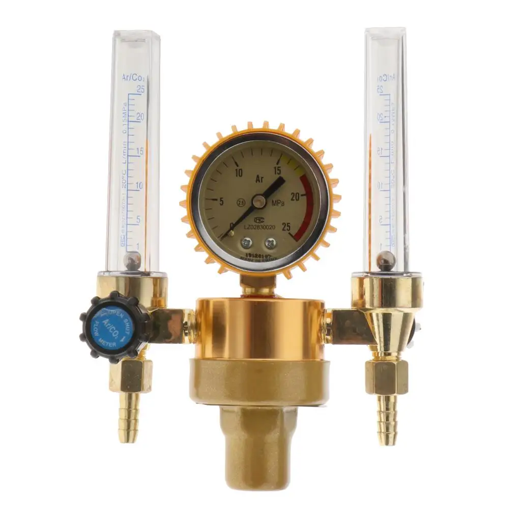 1개 올코퍼 아르곤 CO2 미그 듀얼 튜브 가스 조절기 게이지