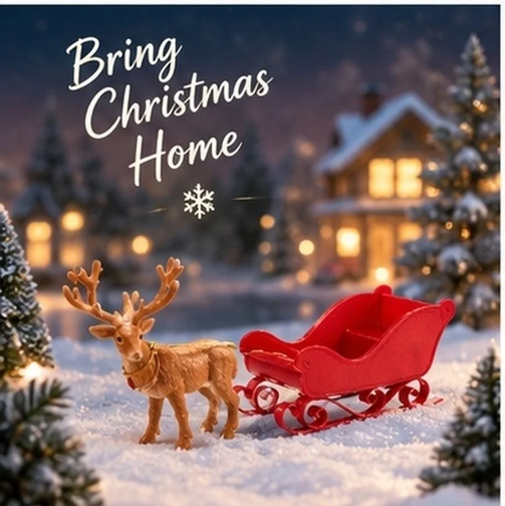 1Set Christmas Reindeer Sleigh Decor Elk Sculpture Xmas Tabletop Ornament Holiday Desk Mantelpiece Sled Accent