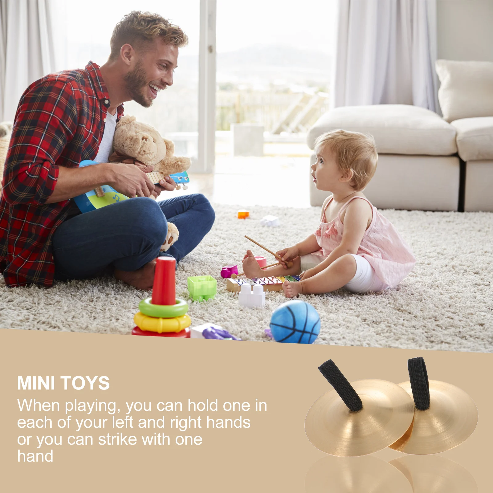 4 Buah Instrumen Perkusi Anak-anak Simbal Tembaga Simbal Jari Musik untuk Anak-anak Instrumen Mini Simbal Tari Perut