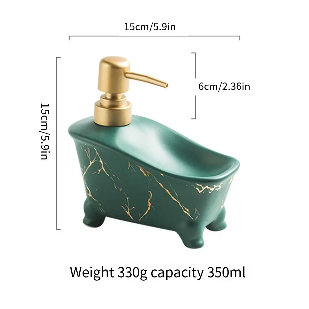 Ceramic Bathtub Shaped Soap Dish Creative Multipurpose Hand Soap Dispenser Empty Refillable Bottled Liquid Containers Kitchen images - 6