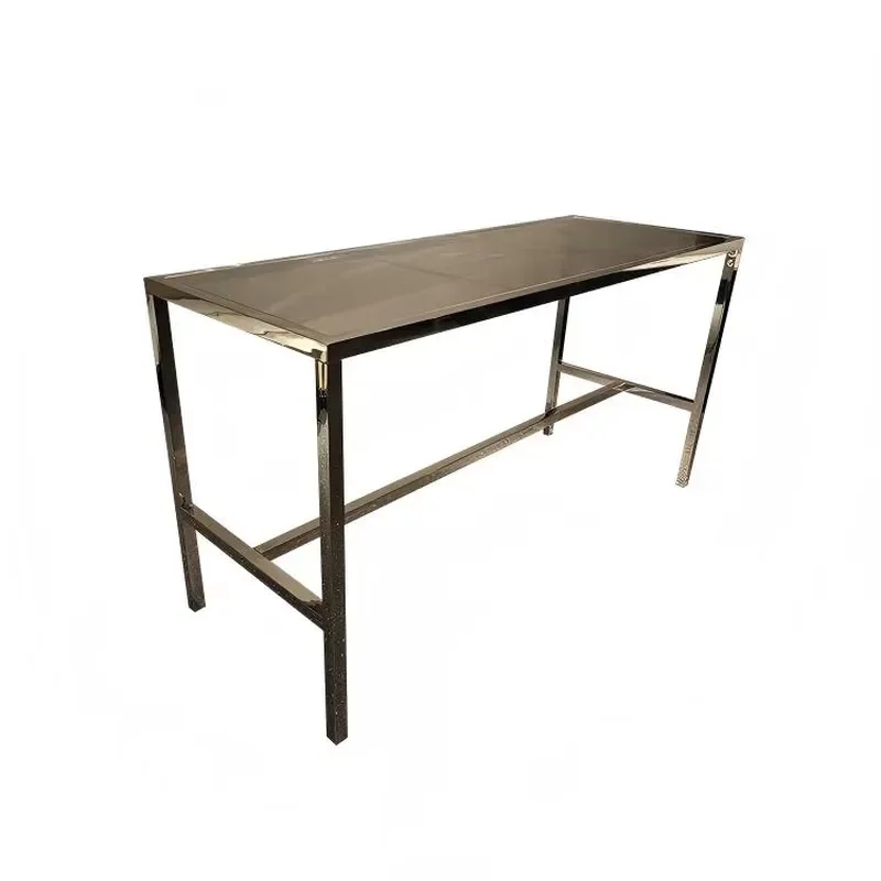 Modern Rectangular Stainless Steel Tall Bar Table