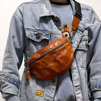 AETOO Vintage leather crossbody bag plant tanned head layer cowhide small backpack men's mobile phone bag casual May Khaki ches