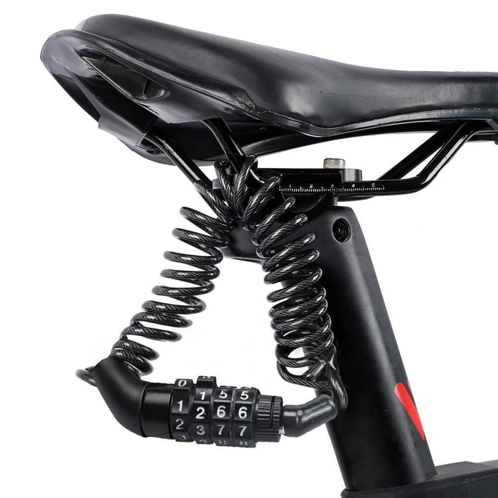 Elastic MTB Helmet Bike Lock Motorcycle Monutain Road Bike Stretch 4 Digit Password Anti-theft Locks Bicycle Accessory