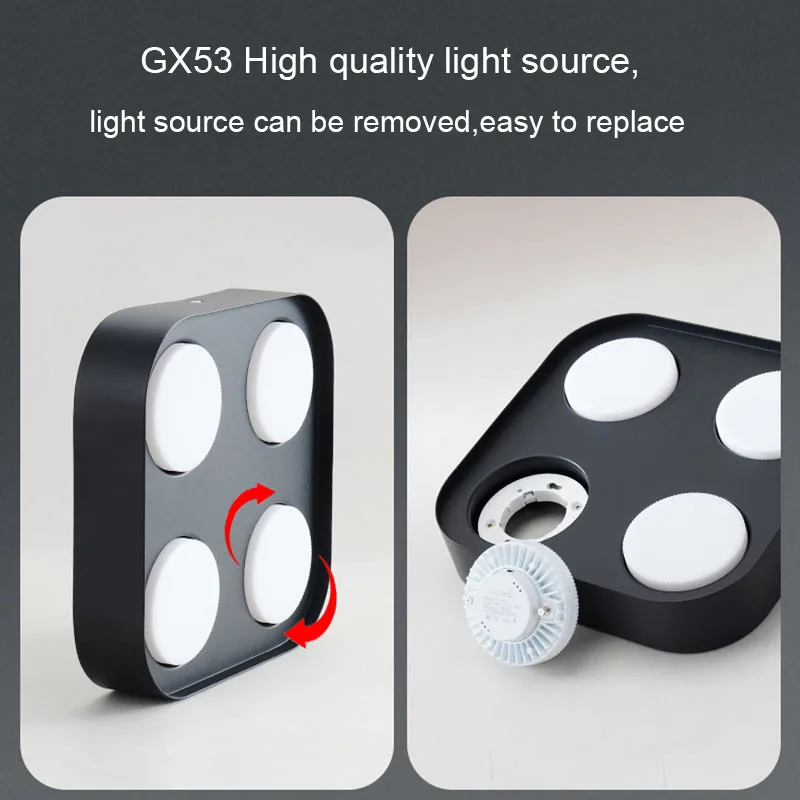 Ultra-Thin Surface Mount LED Downlight com substituível Gx53 Lâmpada LED 7W LED Spot Light para sala de estar Quarto varanda