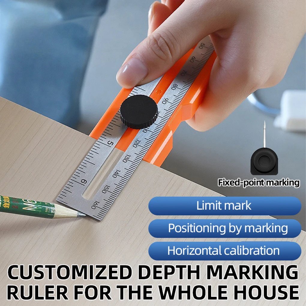 

Multi-Role Foldable Depth Measuring Ruler Woodworking Multi-Angle Marking Ruler Adjustable Positioning Scribing Protractor Tools