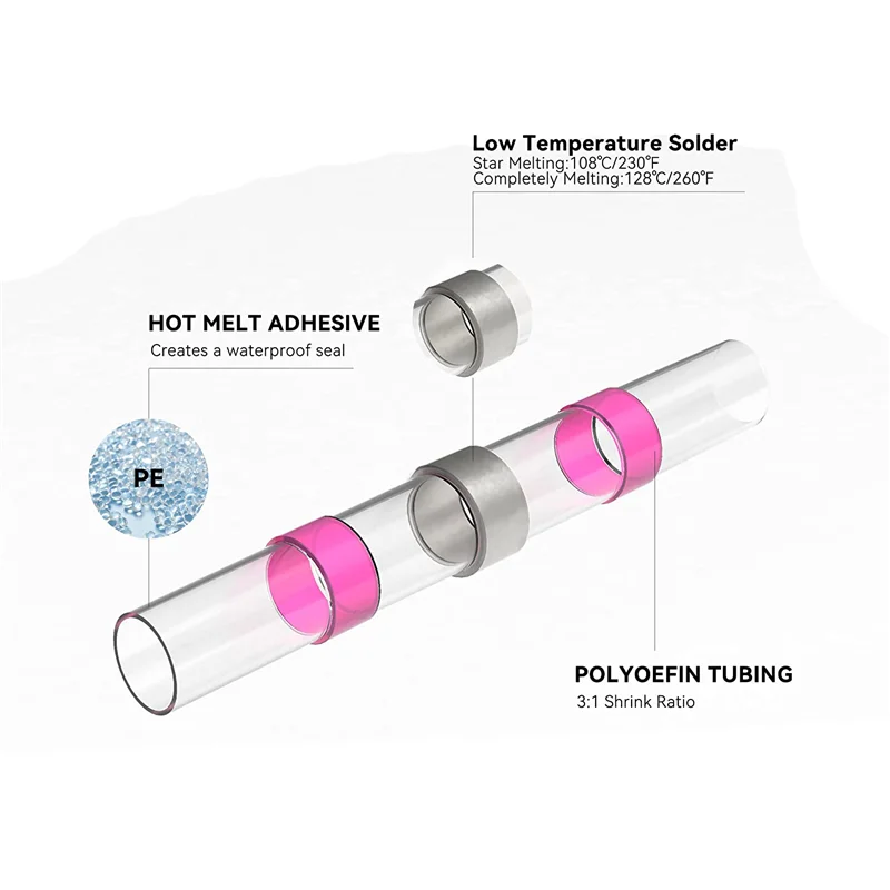 Conector de fio de vedação de solda, Heat Shrink Butt Connector, Estanhado Auto, Marinho, Barco Crimp, Vermelho 22-18 AWG, 800 Pcs