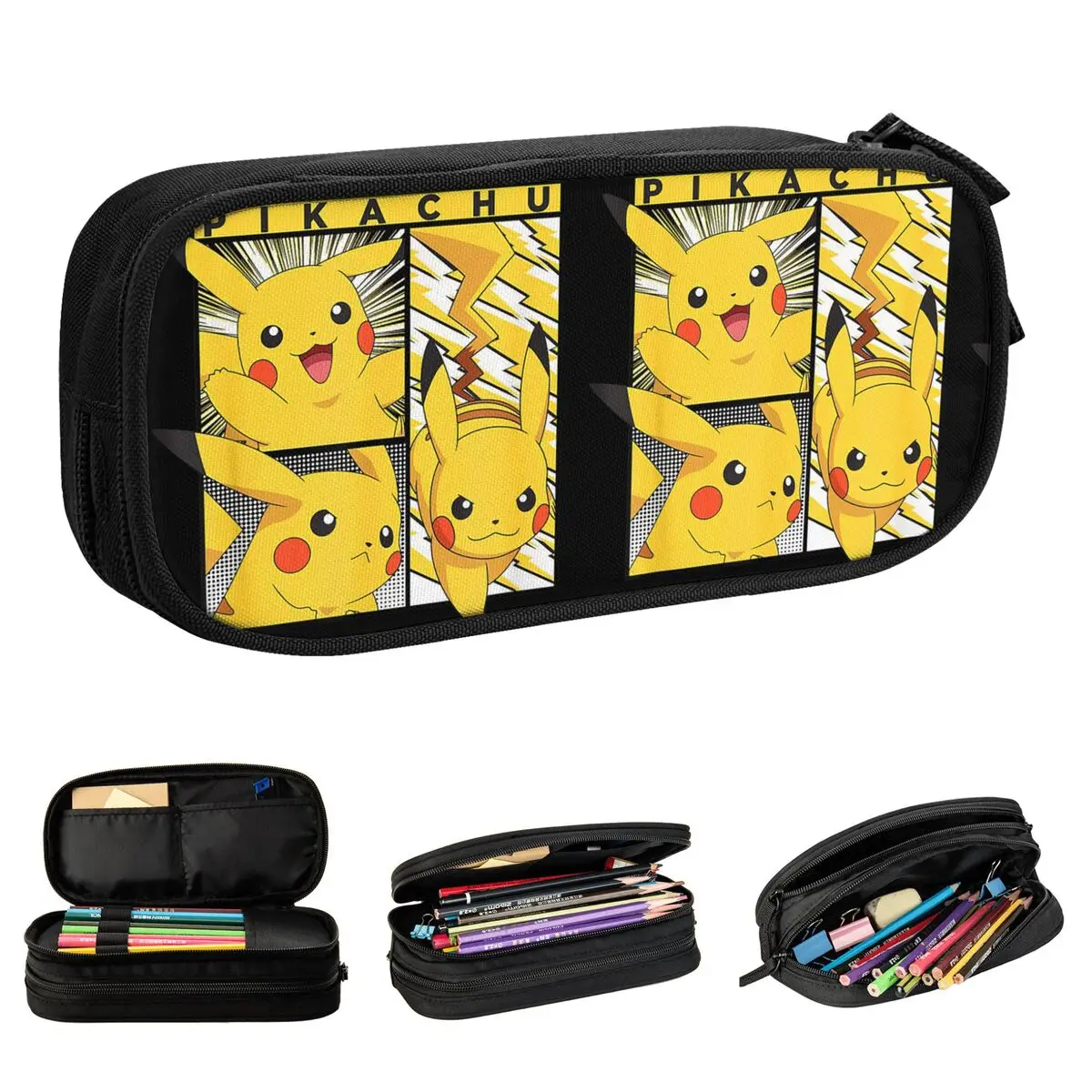 criativo pokemon pikachu lapis case para estudantes grande capacidade pen bags escritorio papelaria presentes 01