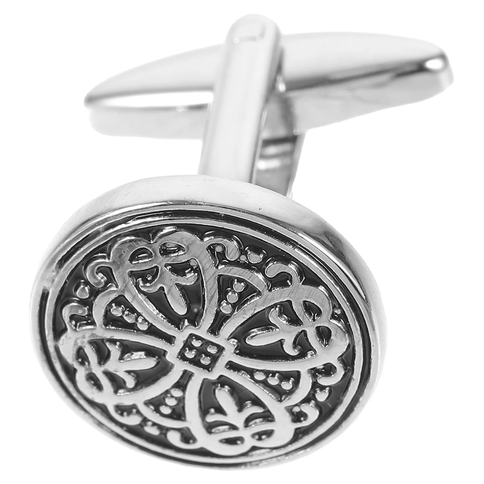 أزرار أكمام مطلية بسبائك النحاس للجنسين خمر الأزهار الفضة السوداء ريترو ستايل الرجال النساء كم زر هدية الزفاف #4