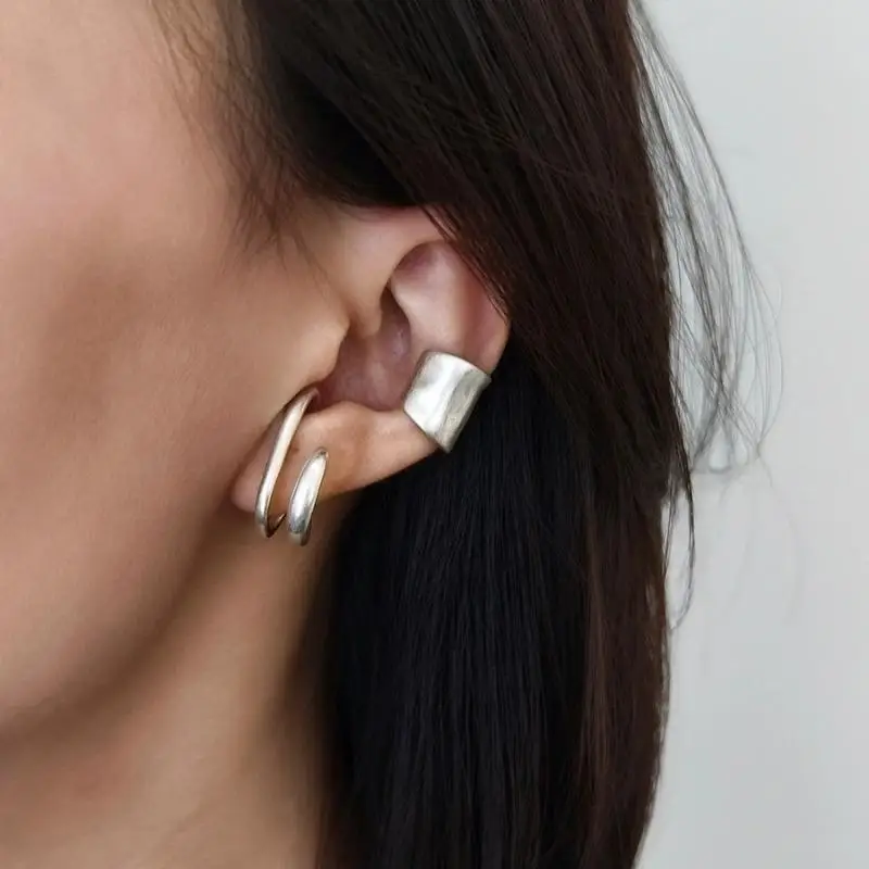'Fashion Retro Women Piercless Ear Clip Earring Classic Wide C Shape Trendy Earcuff Earrings Girl Gift Simple Daily Wear Jewelry
