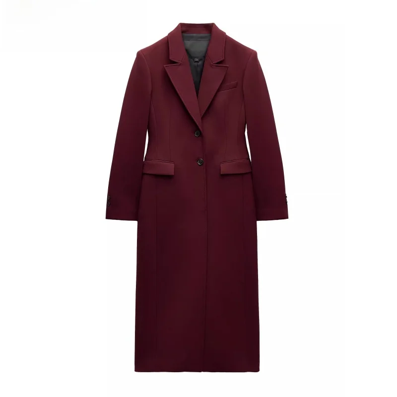 

Spring New Arrival Women's Long Sve Tailored Coat Waist-Cinching Ele Outerwear Windbreaker Jaet Commute Sle Pure C...