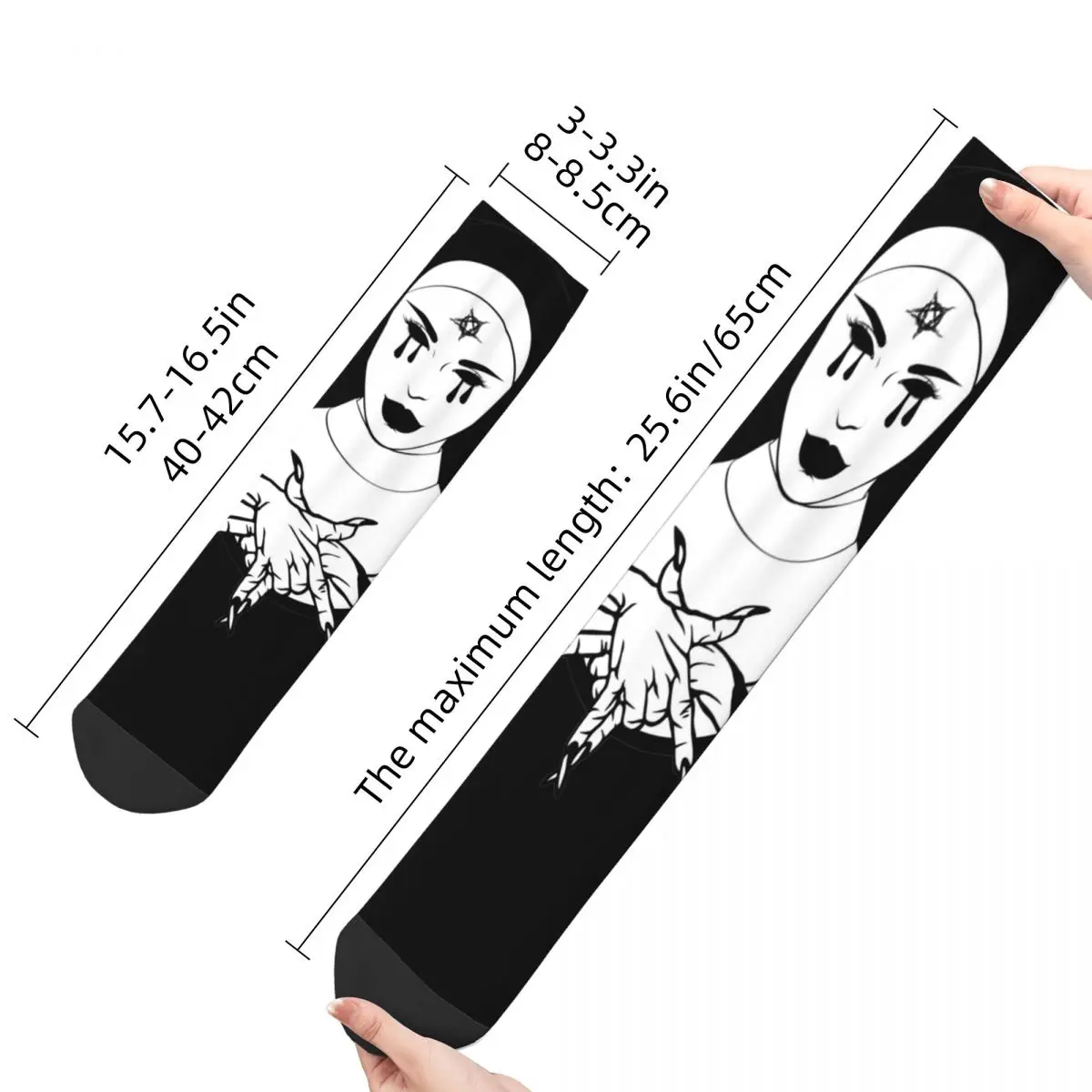 Unholy Nun Accessories Socks Breathable Horror Nun Skateboard Long Socks Cotton for Unisex Gifts