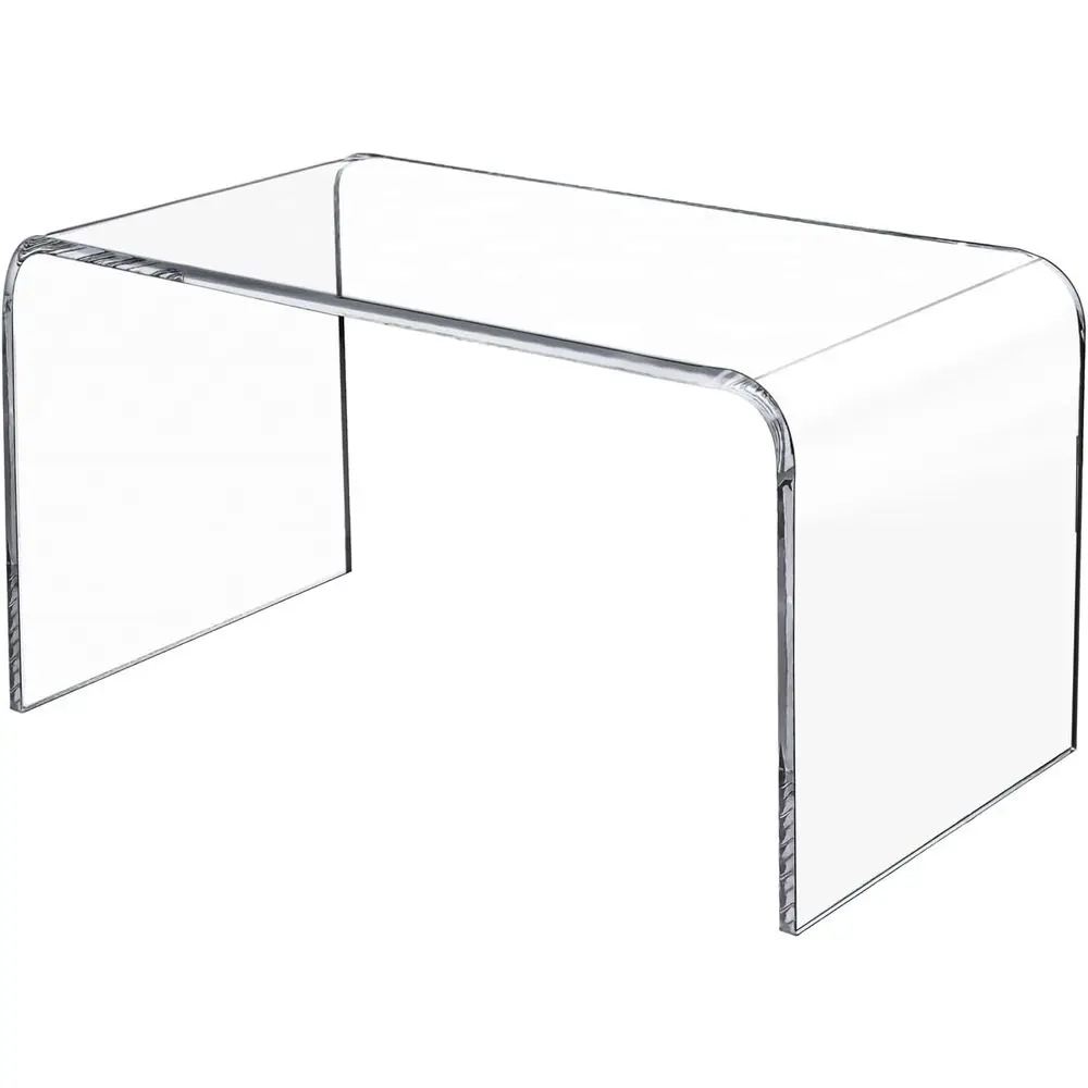 

32 Clear Acrylic Coffee Table with Waterfall Center, Supports 200 LBS, 32x16x16, 0.6 Thick for Living Room