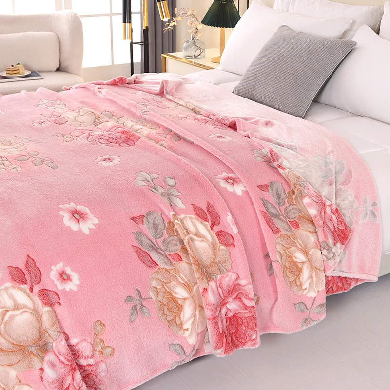 1pc Floral Style Warm Bedspread Fleece Blanket Plaid Travel Shawl Sofa Nap Blanket Home Bedsheet Manta 70X100cm Suitable For Pet
