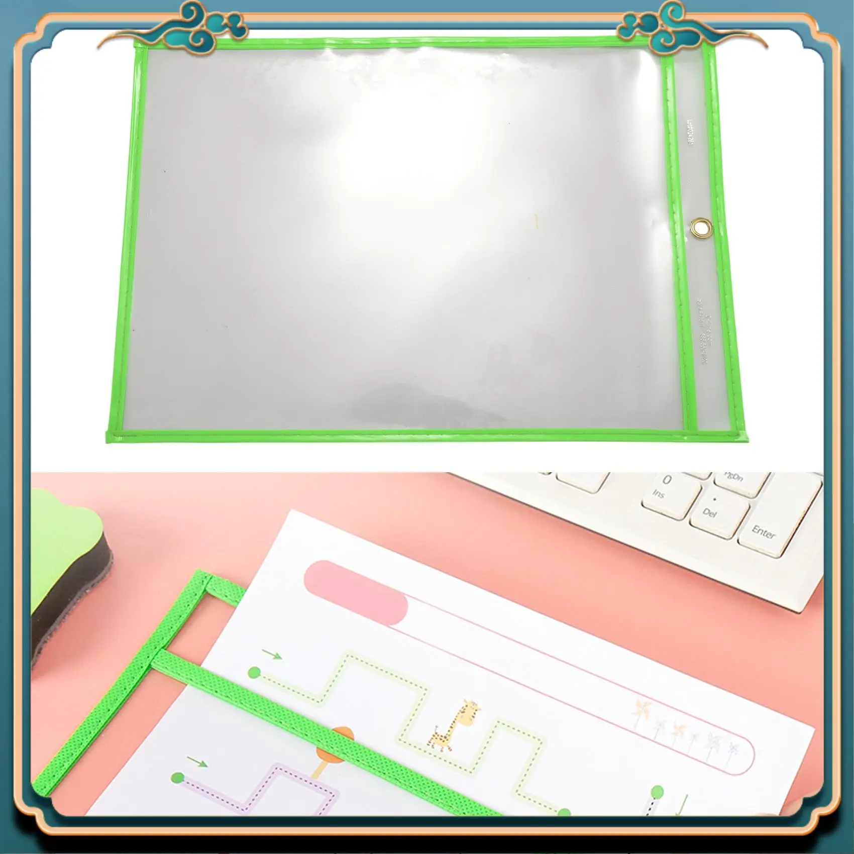 ABJG-30 Multicolored Dry Erase Pockets,Oversize 10 X 13 Pockets,Perfect For Classroom Organization,Reusable Dry Erase Pockets,Te