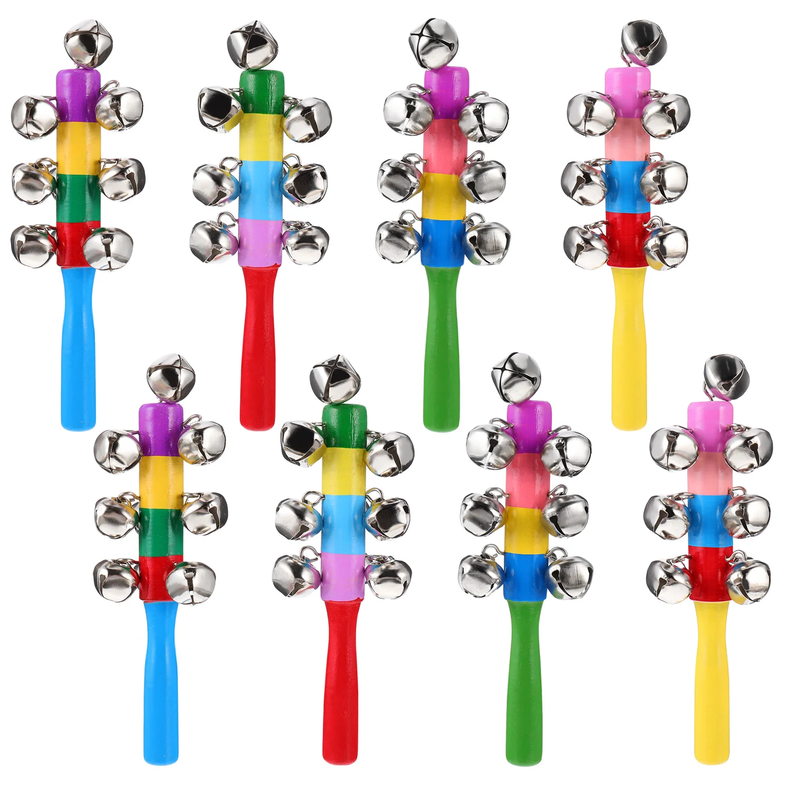 8 Pcs Child Holding Rattle Baby Musical Bell Toddler Instruments Toys Band Wrist Bells Rainbow Hand Infant Sticks Puzzle