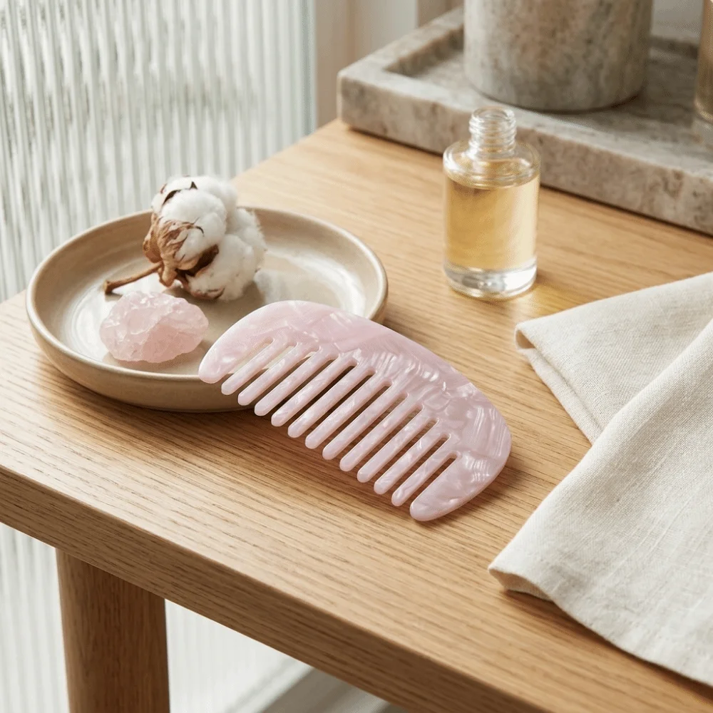 Marble Pattern Acetate Hair Comb Wide Tooth Pocket Comb Women's Anti-Static Hair Comb Lightweight Multi Color Scalp Massage Comb