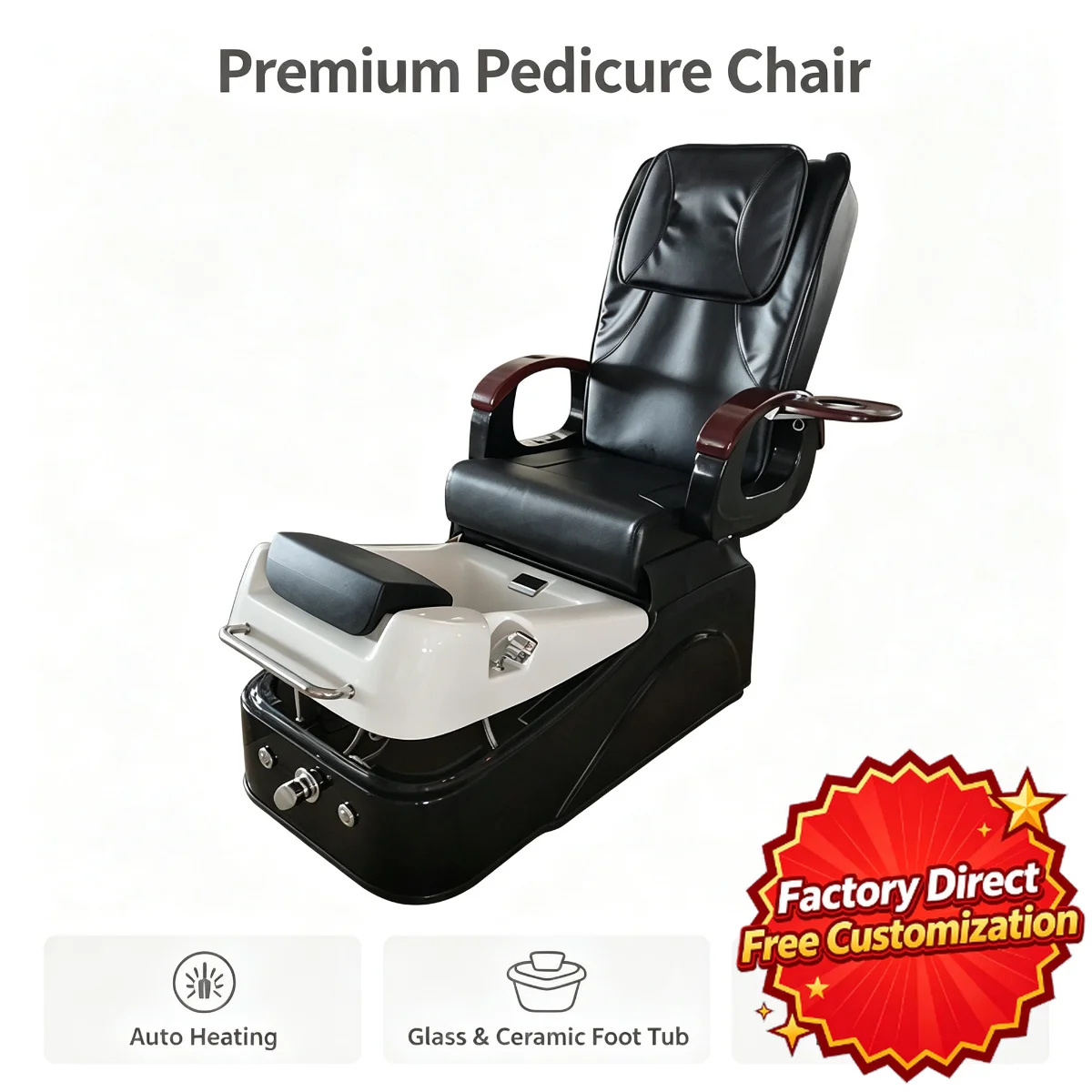 Electric Pedicure Chair Foot Spa Massage Heated Professional Black White Manicure Nail Salon Beauty Furniture Equipment