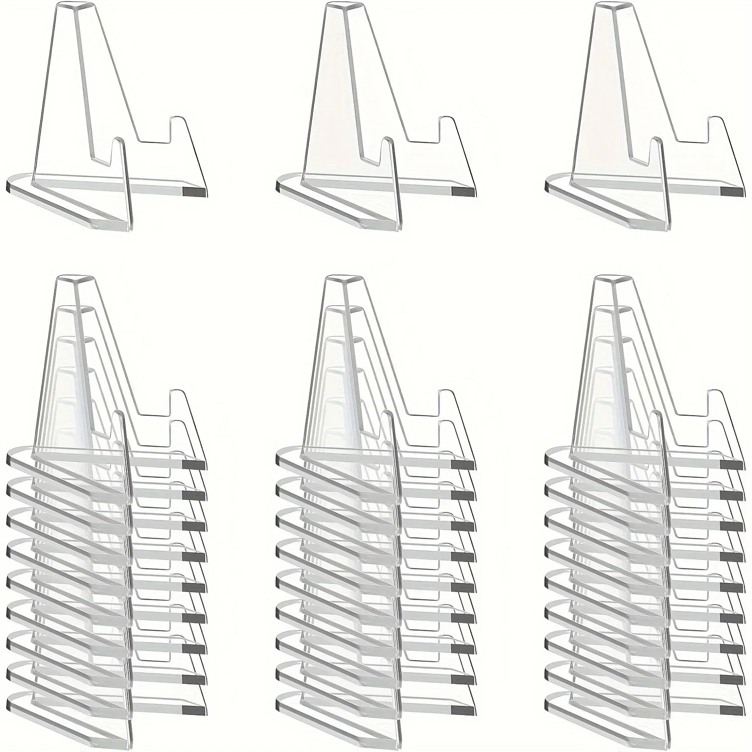 30PCS Clear Acrylic Triangle Display Stand Holder Transparent Display Stand Household Showing Holder for Card Photo Shell Coin