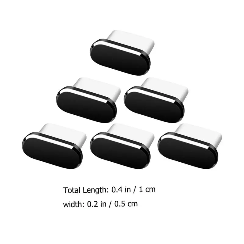 6 Pcs Typec Dust Plug Phone USB Covers Aluminum Alloy Type-C Plugs Anti-Dust Stopper Mobile Sim Protector Cap