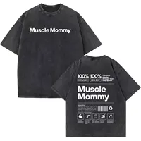 Camisetas laadas Vintage para gimnasio de mamá musculosa divertida, camiseta de manga corta con cuello redondo a la moda para hombres y mujeres, camiseta informal de 100% de algodón de gran tamaño