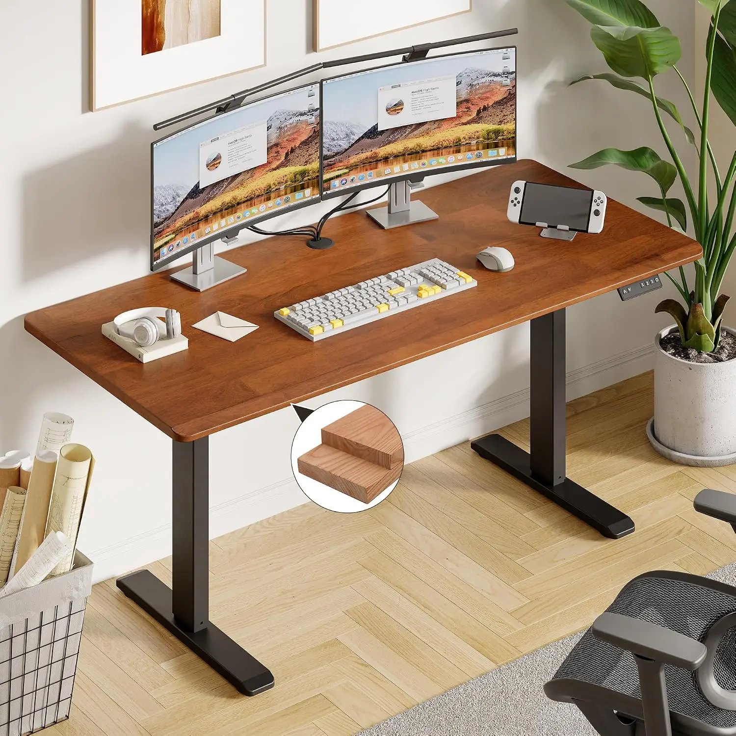 Standing Desk 55x23 Inch Whole-Piece Board Rectangle Adjustable Height Home Office Workstation, Customized