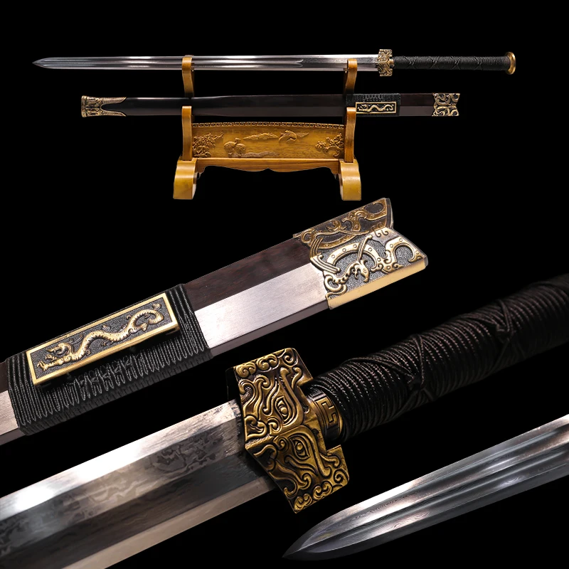Home Decor, House Ornament Fengshui Traditional Chinese sword, Han Jian,Forged Damascus Steel Real Sword, Dragon Sword